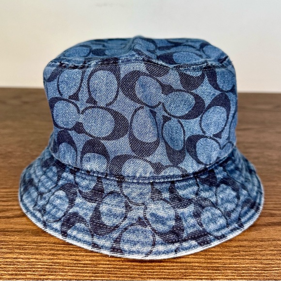 Coach Signature Foldable Bucket Denim Hat in Blue - Picture 5 of 7